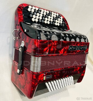 Nový akordeón Beltunica- chromaticky B Griff -72 BASOVÝ- červenej farby