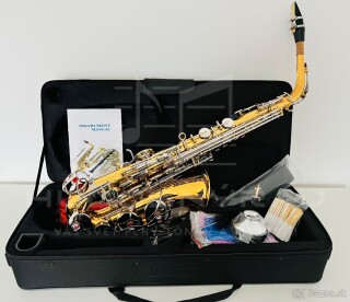 Nový Es- Alt saxofón - kópia k modelu Yamaha- pekný zvuk, ZLATOLAK, SILVER