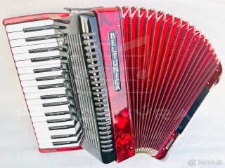 Nový akordeón BELTUNICA VIVALDI 80 basový- červenej farby